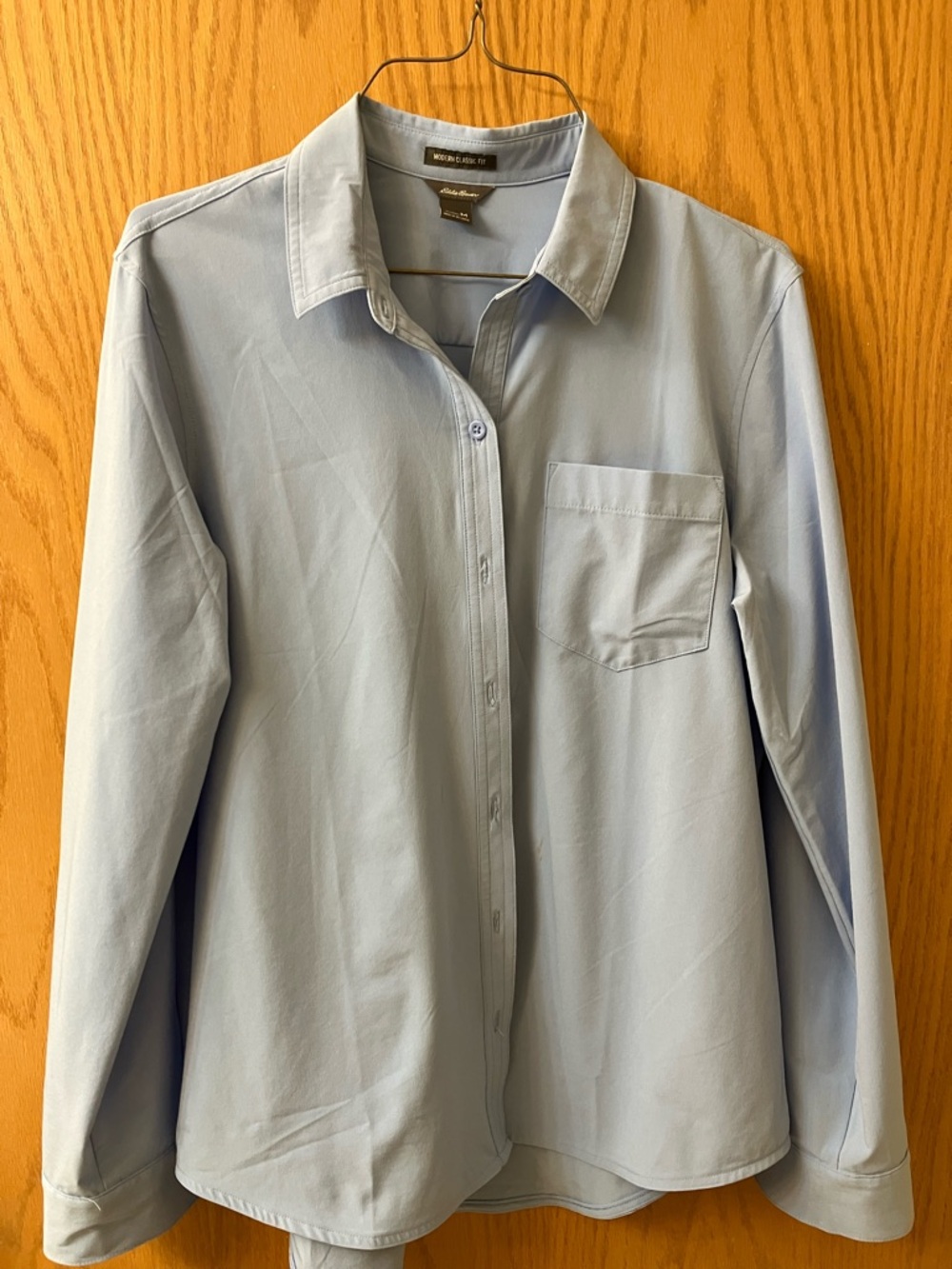Medium Eddie Bauer Light Blue Women's Button-Front Blouse